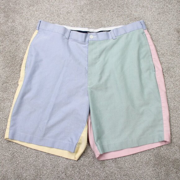 Brooks Brothers Chino Shorts Mens 38 Blue, Green, Pink, Yellow Colorblock Cotton - Picture 1 of 12